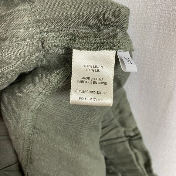 Anthropologie Cloth&Stone Green Linen Wide Leg Cropped Paperbag Waist Pants Sz.M - Picture 12 of 13